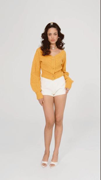 Eva Off Shoulder Cardigan (Yellow) Product Image