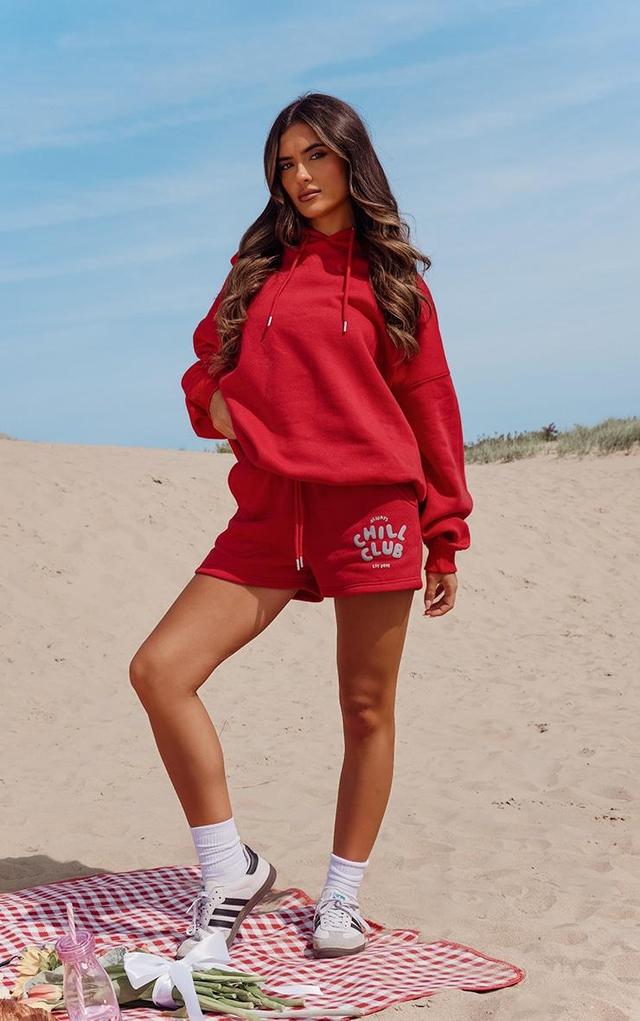 Ruby Red Chill Club Puff Print Drawstring Sweat Shorts Product Image