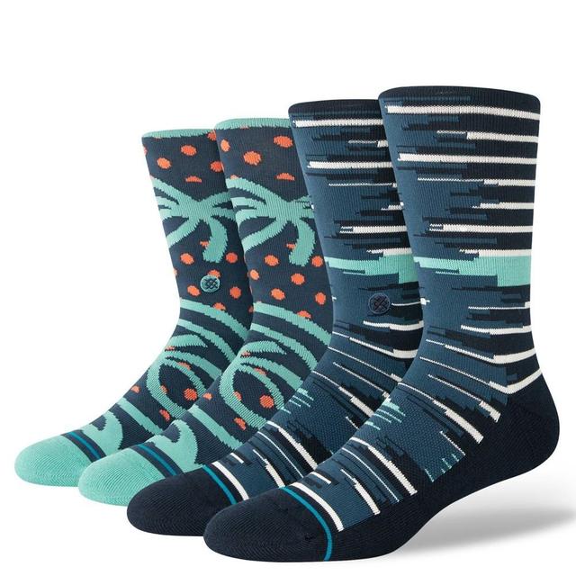 STANCE x WADE Mens Striped Seared Crew Socks 2pk - Blue/Light Aqua Blue L Product Image