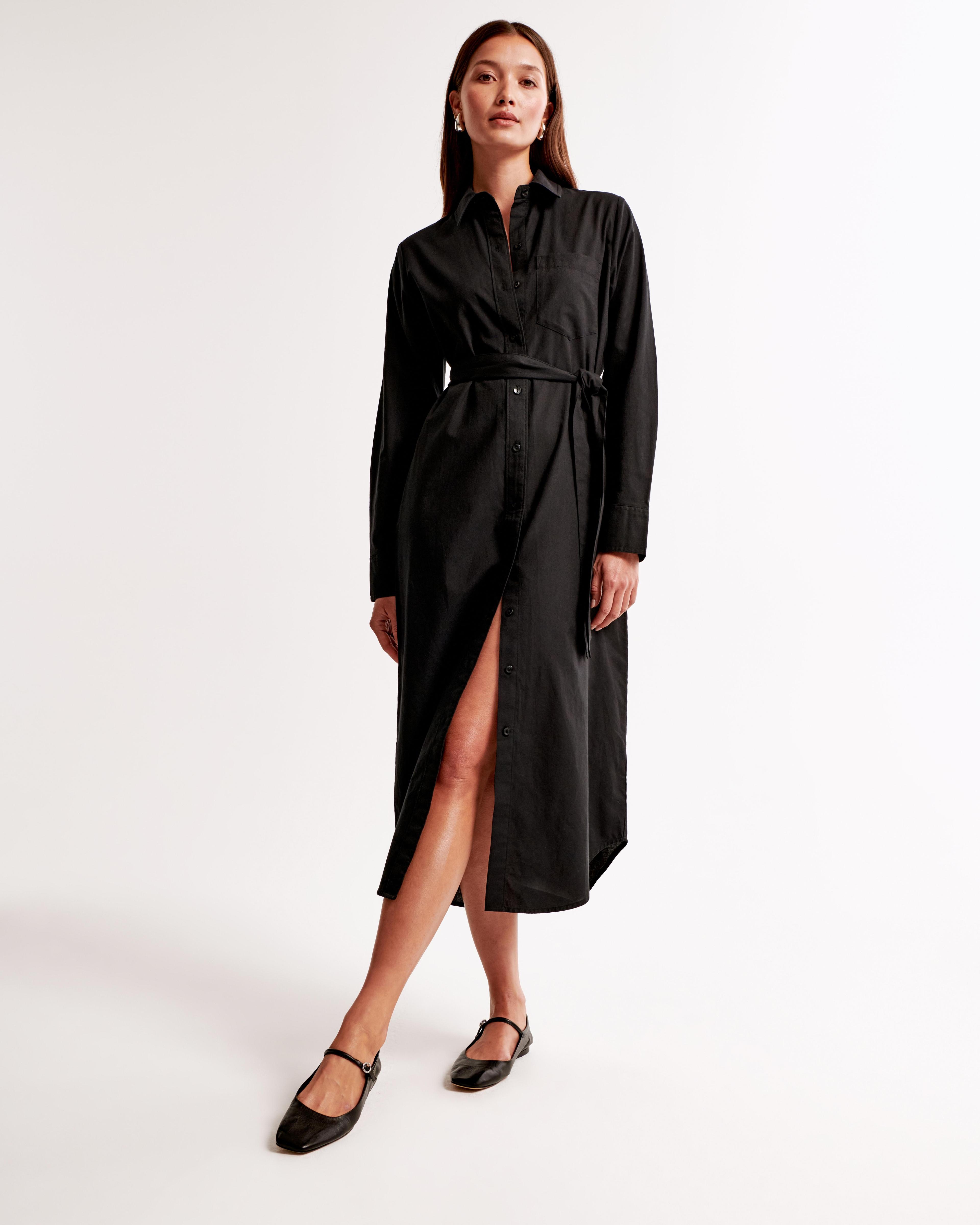 Long-Sleeve Belted Shirt Dress Product Image