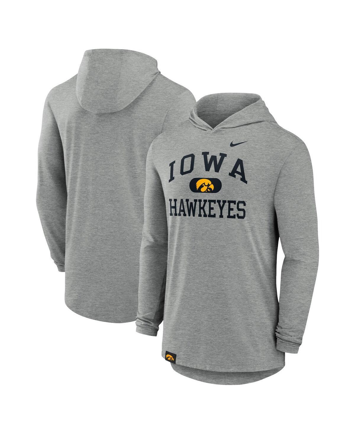 Nike Mens Heather Gray Iowa Hawkeyes Blitz Hoodie Long Sleeve T-Shirt Product Image