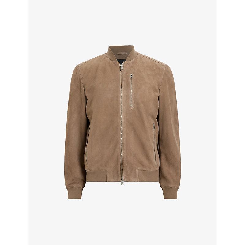 ALLSAINTS Kemble Suede Bomber Jacket In Acre Brown Product Image