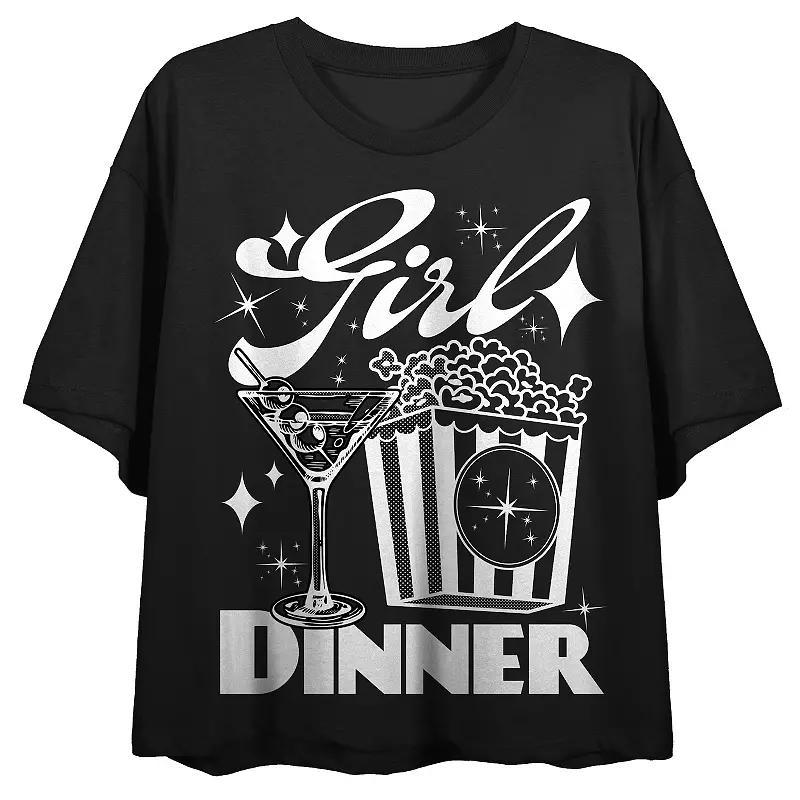 Juniors Girl Dinner Martini & Popcorn Graphic Tee, Womens product image