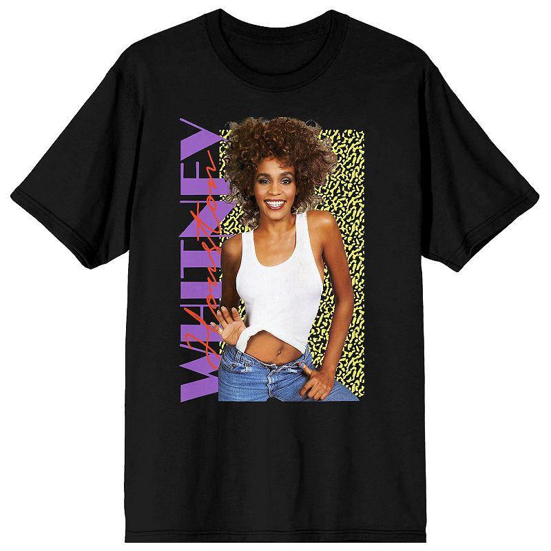 Mens Whitney Houston 90s Script Tee Black Product Image