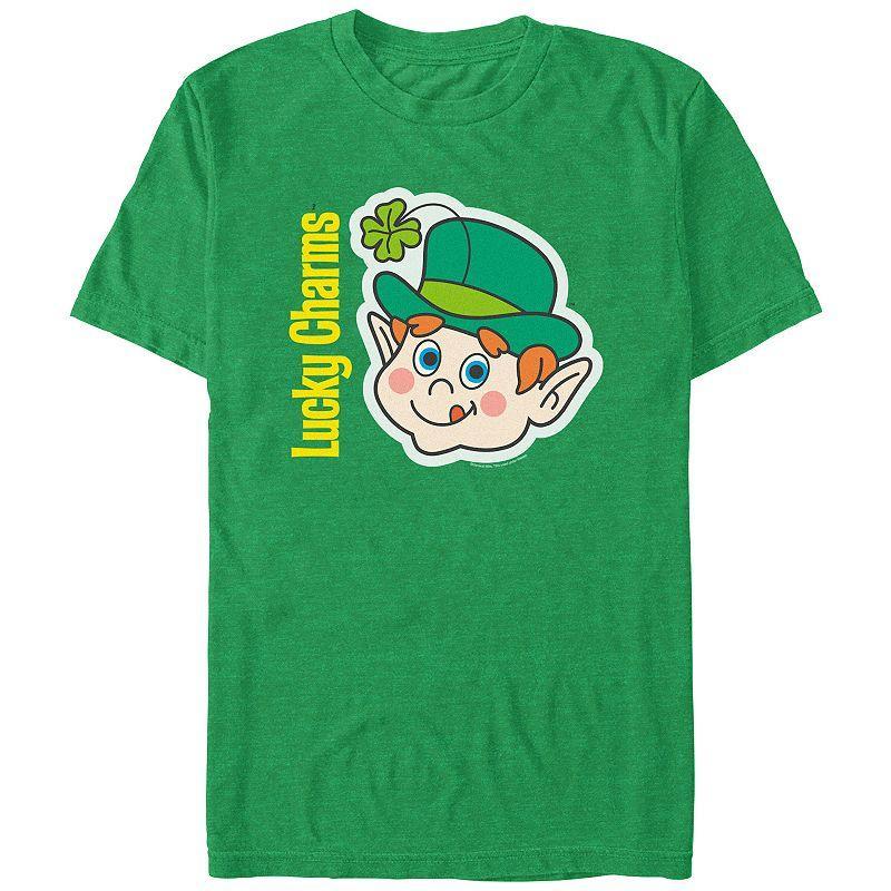 Mens Lucky Charms Retro Leprechaun Graphic Tee Kelly Grey Product Image