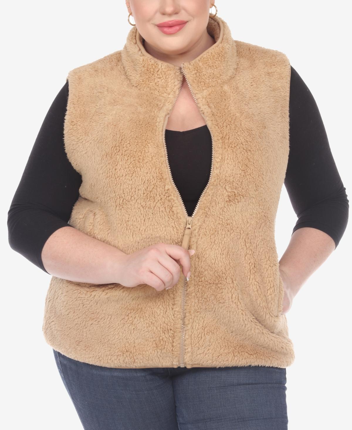 White Mark Plus Size Womens Zip Up Sherpa Vest Jacket Product Image