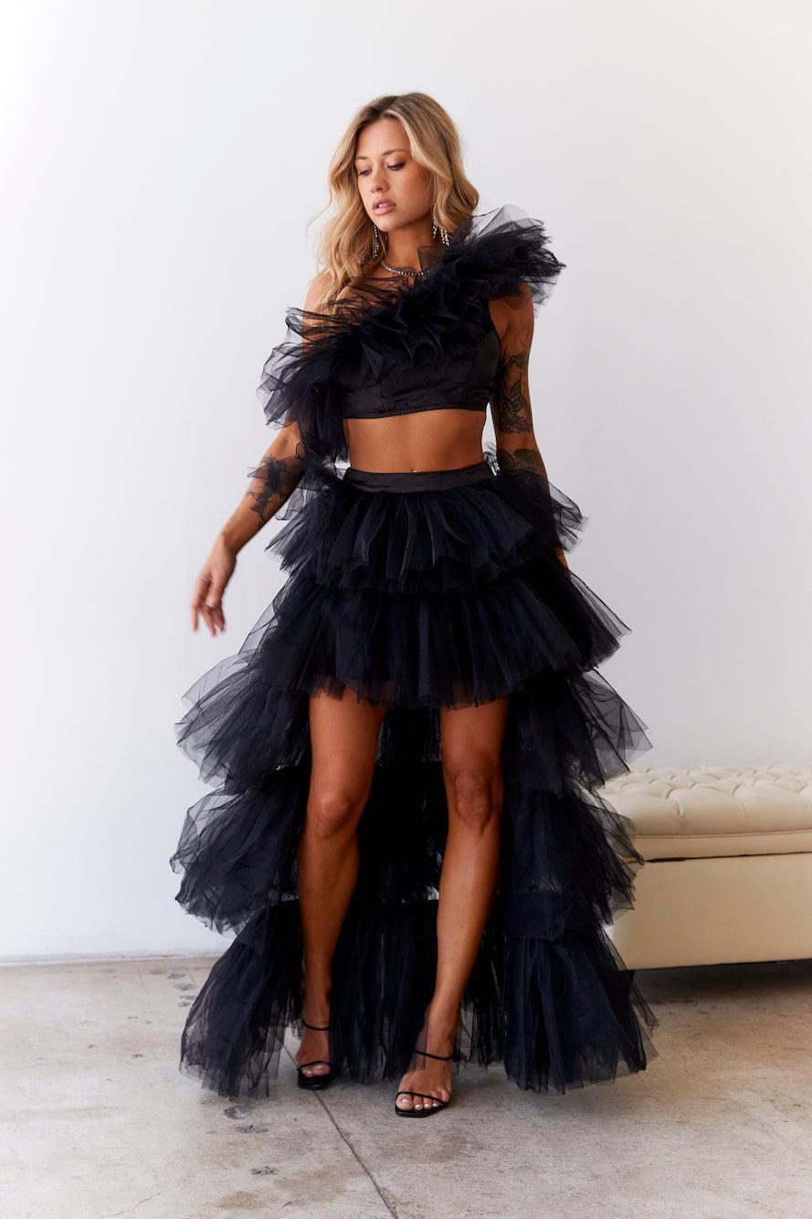 HELLO MOLLY Drinks On The House Tulle Skirt Black Product Image