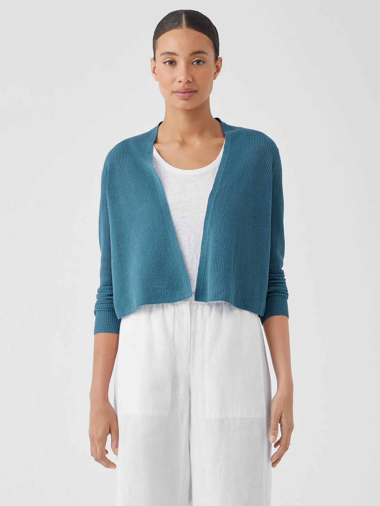 Organic Linen Cotton Airy Tuck Cropped Cardigan Product Image