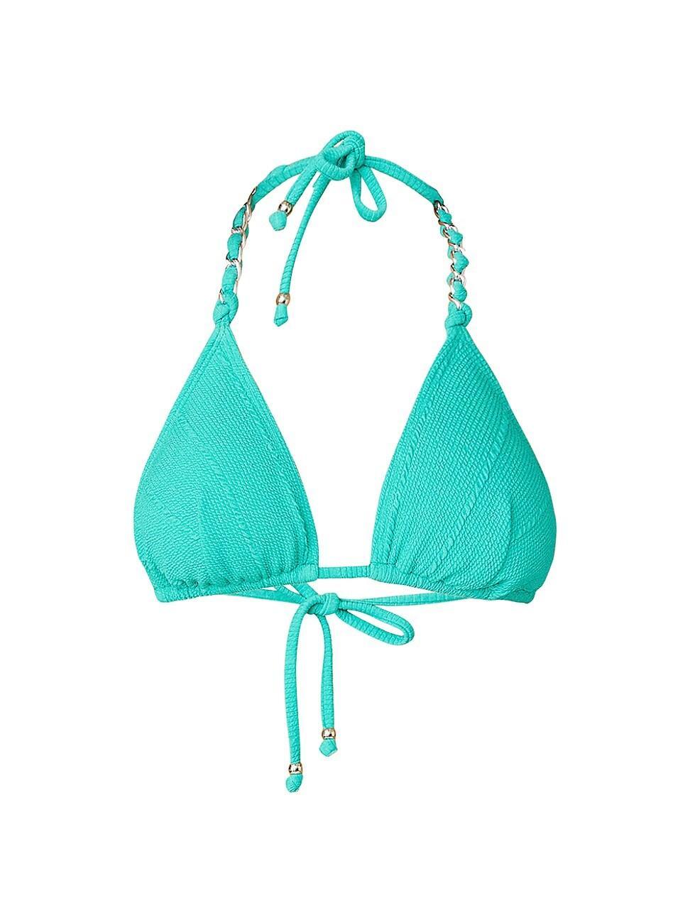 Womens Textured Halterneck Triangle Bikini Top Product Image