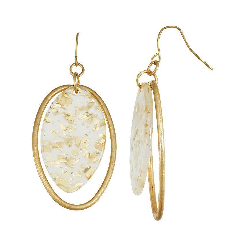 Sonoma Goods For Life Open Oval & Acetate Oval Layered Drop Earrings, Womens, White Product Image