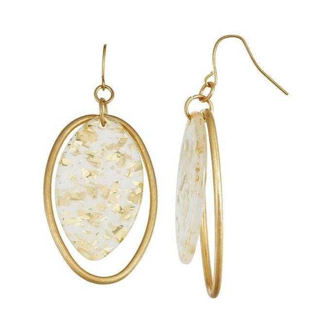 Sonoma Goods For Life Open Oval & Acetate Oval Layered Drop Earrings, Womens, White Product Image