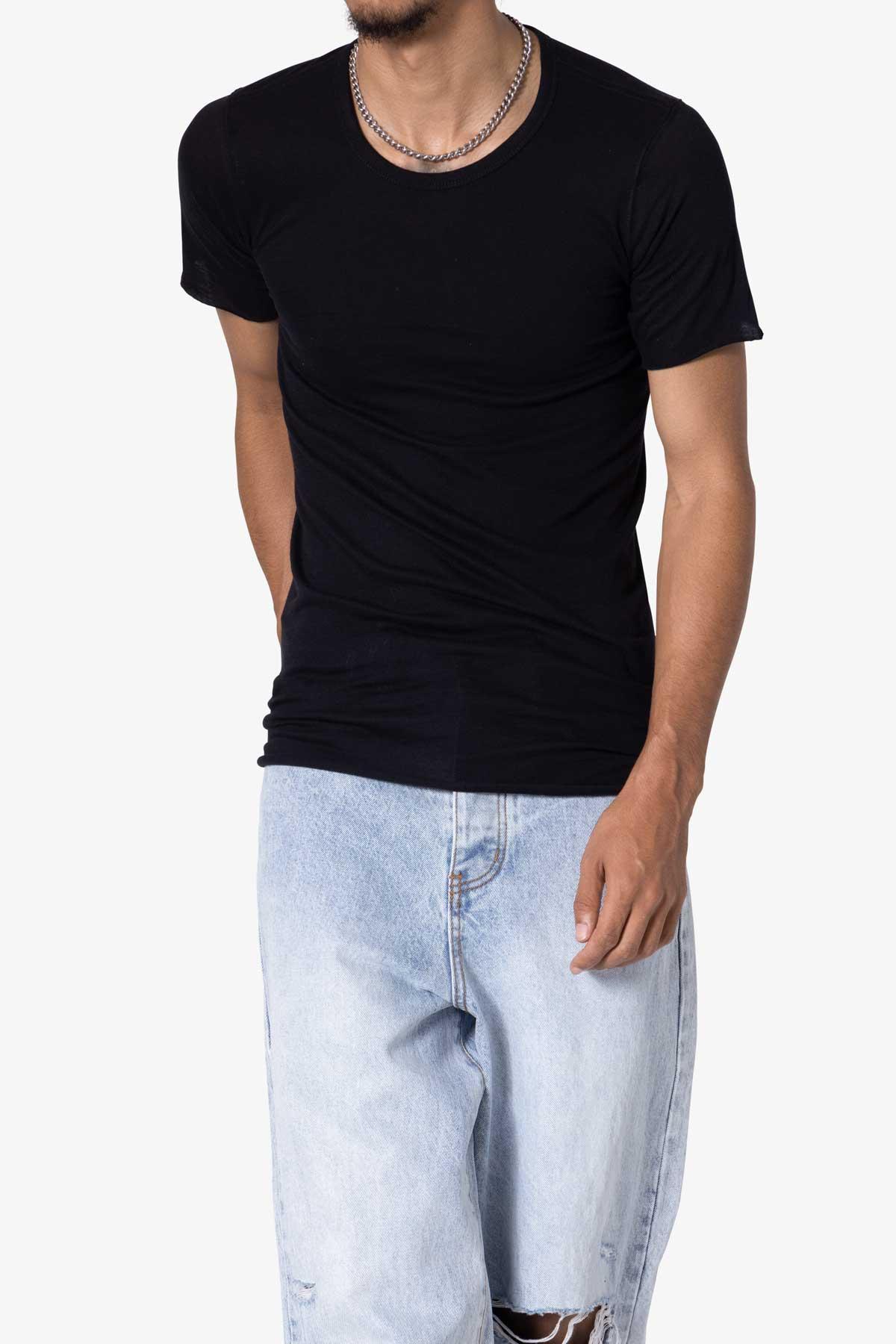 Sheer Knit Bias Cut Tee - Black Product Image