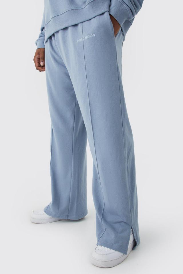 Mens Blue Plus Relaxed Loopback Split Hem Jogger, Blue Product Image