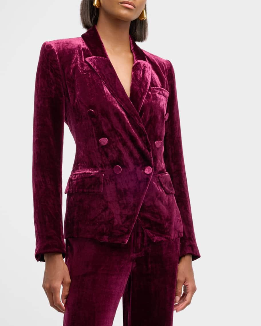 Kenzie Double-Breasted Velvet Blazer  Product Image