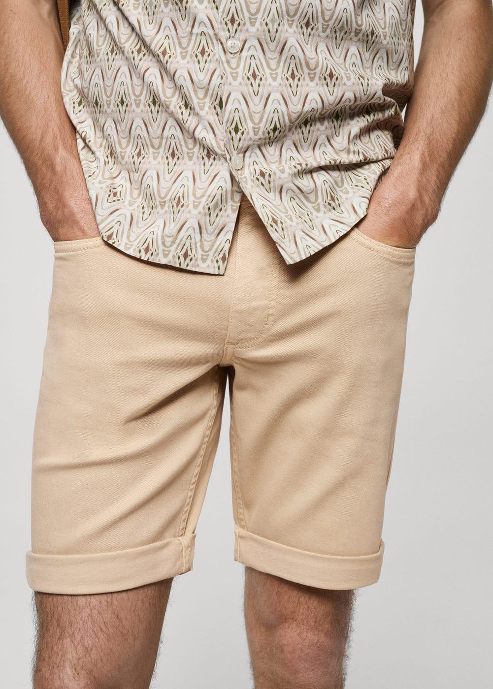 MANGO MAN - Slim-fit denim bermuda shorts beigeMen Product Image