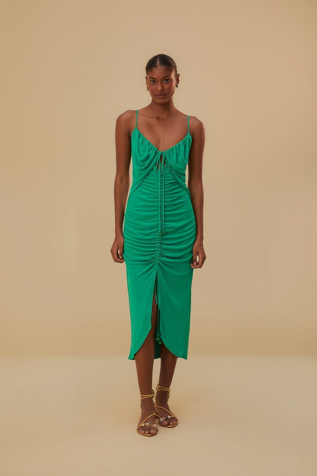 Green Cut-Out Sleeveless Midi Dress, GREEN / XL Product Image