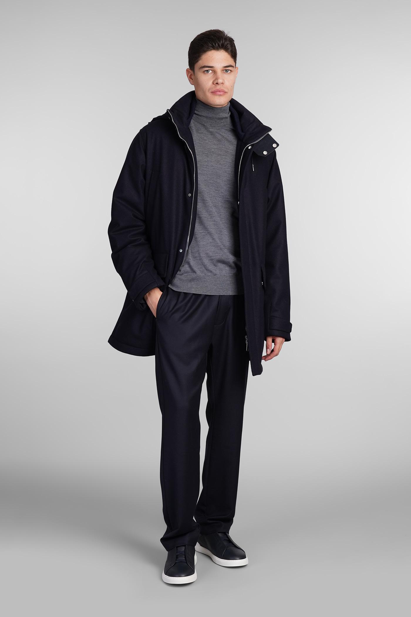 ZEGNA Coat In Blue Wool Product Image