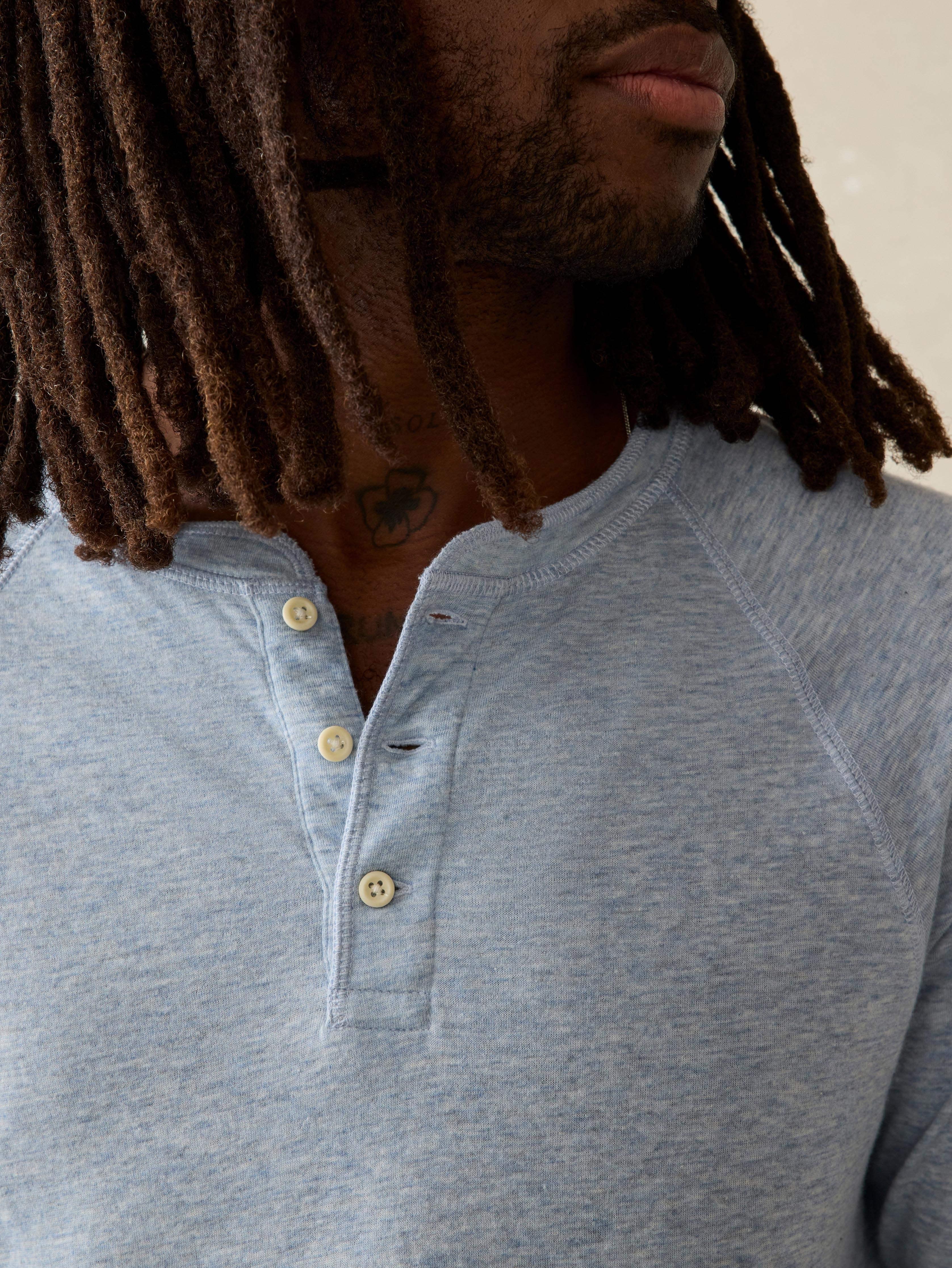 Long-Sleeve Cloud Henley (Tall) - Light Blue Heather Male Product Image