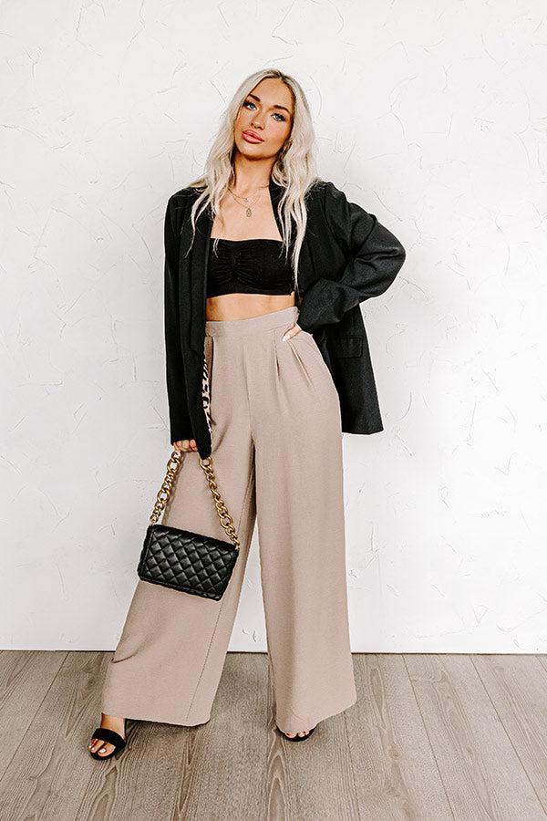 The Maddie High Waist Trousers In Taupe Product Image