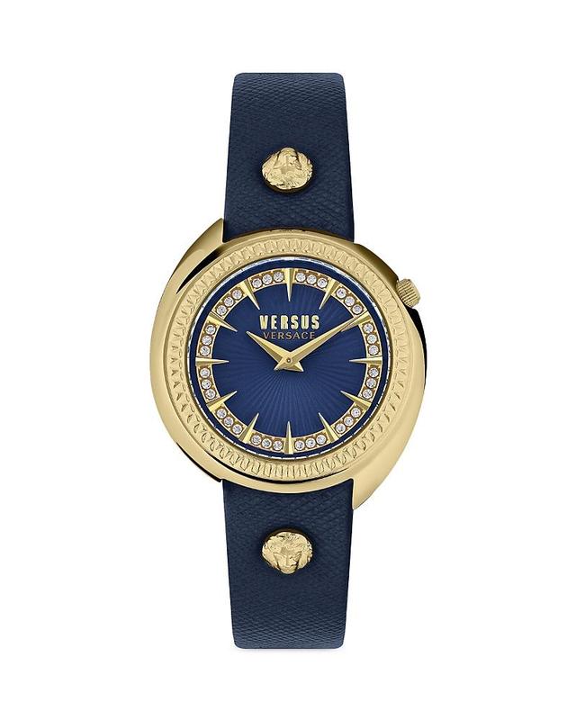 Versus Versace Womens Tortona Crystal 2 Hand Quartz Blue Genuine Leather Watch, 38mm Product Image