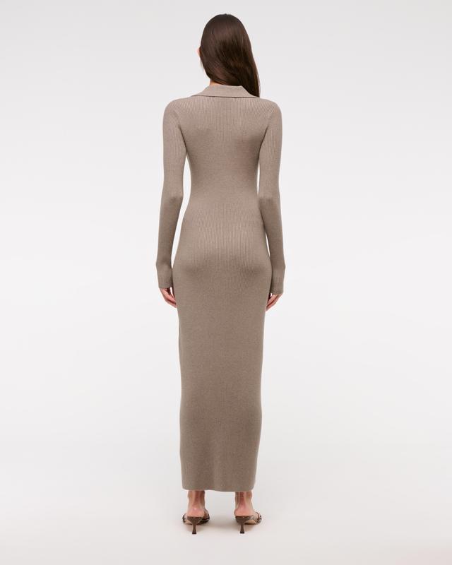 Long-Sleeve Collared Midi Sweater Dress Product Image