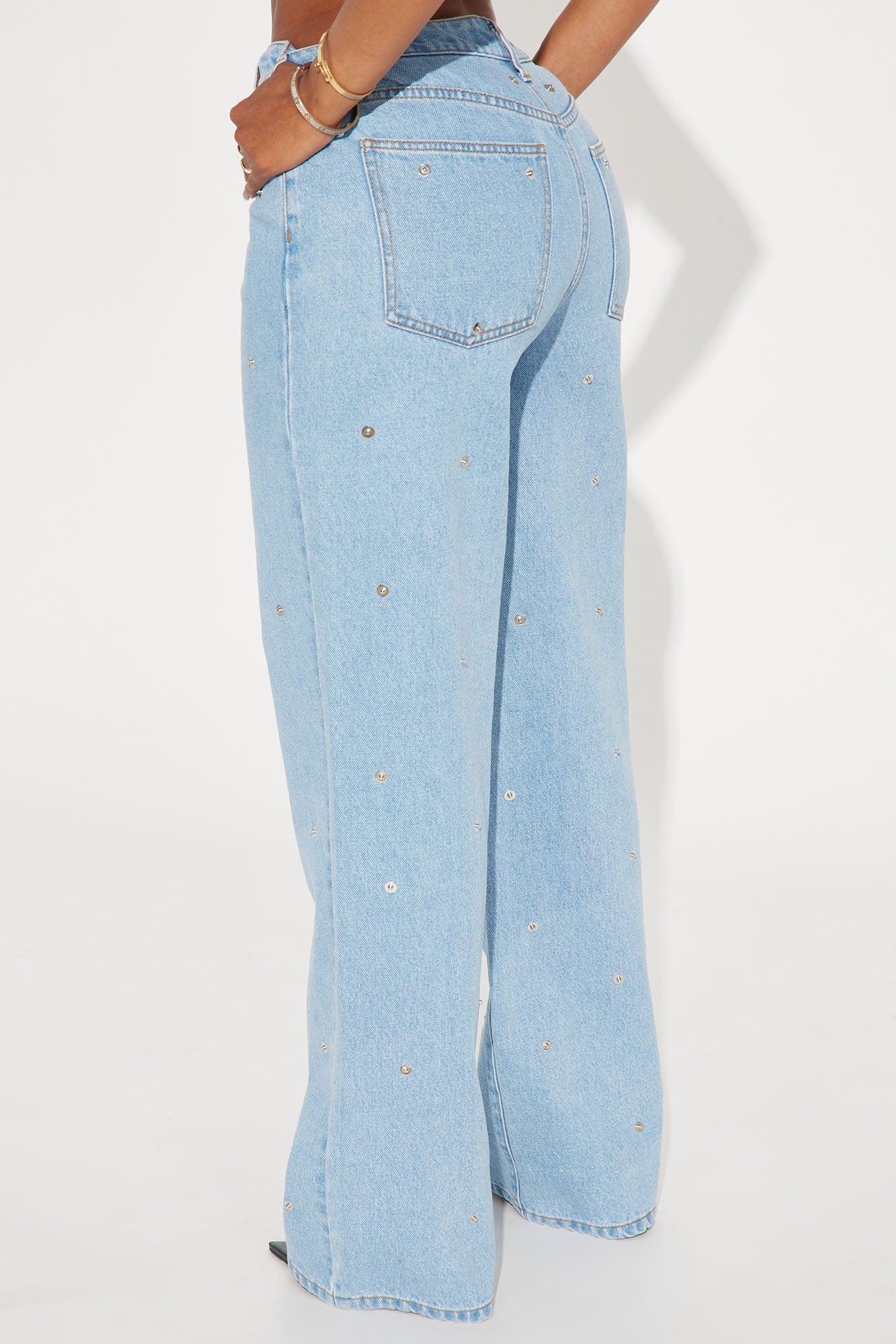 Drawn To You Hardware Wide Leg Jeans - Light Wash Product Image