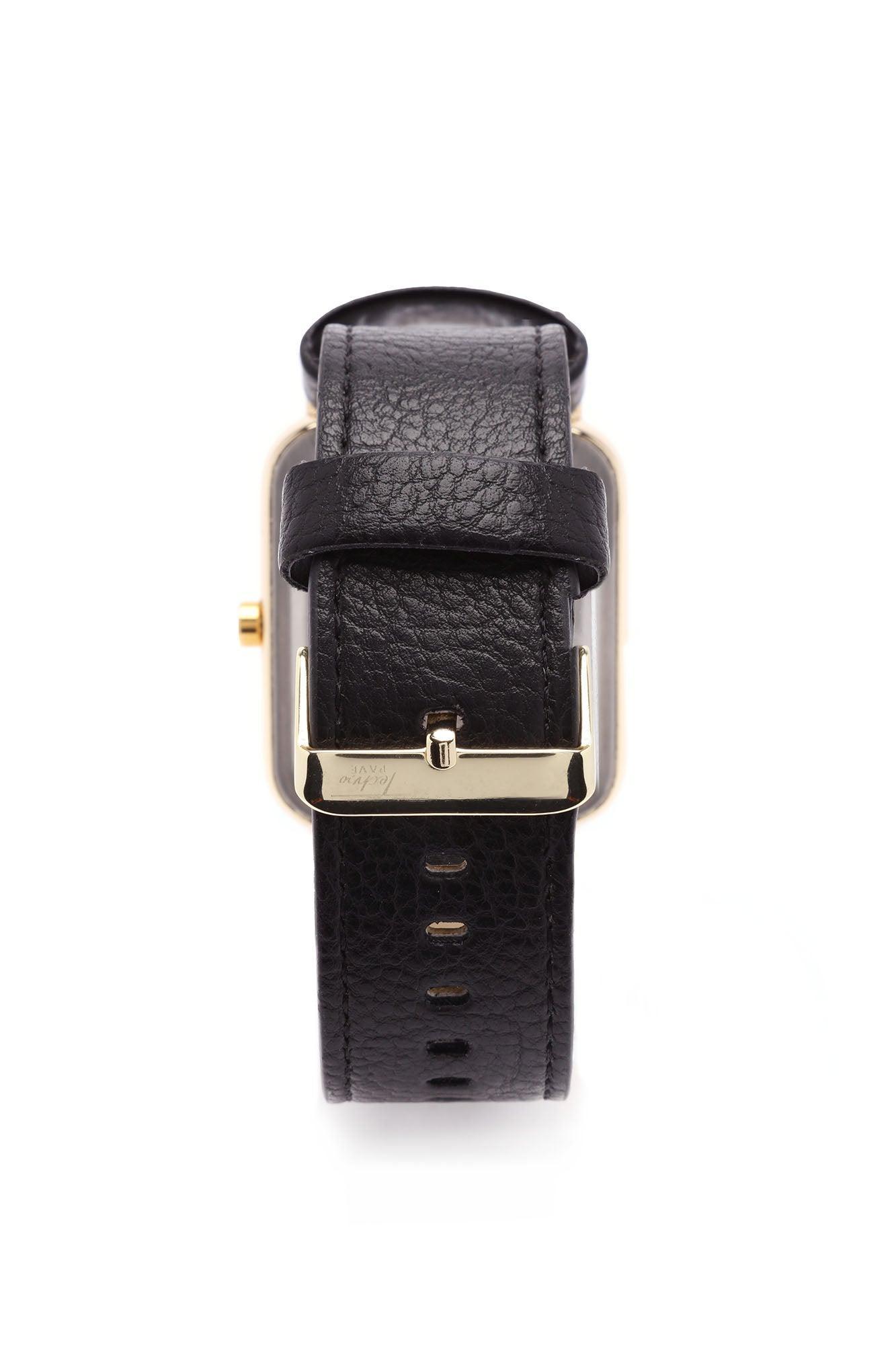 Jasper 35MM Square Leather Band Watch - Gold/Black Product Image