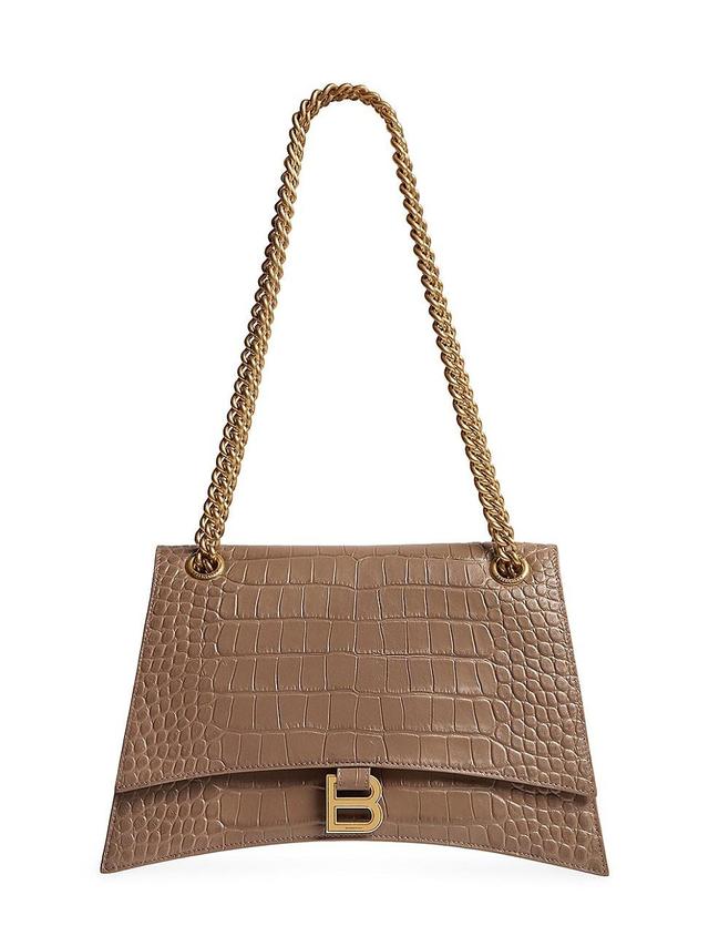 Womens Crush Medium Chain Bag Crocodile Embossed Shoulder Bag Product Image