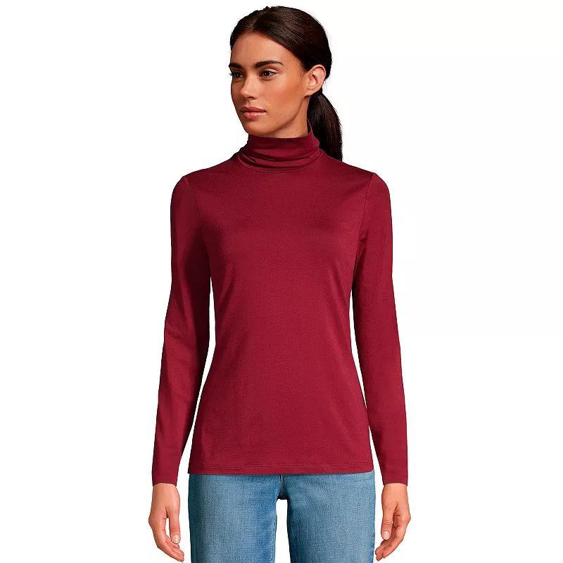 Lands End Womens Lightweight Fitted Long Sleeve Turtleneck Top Product Image