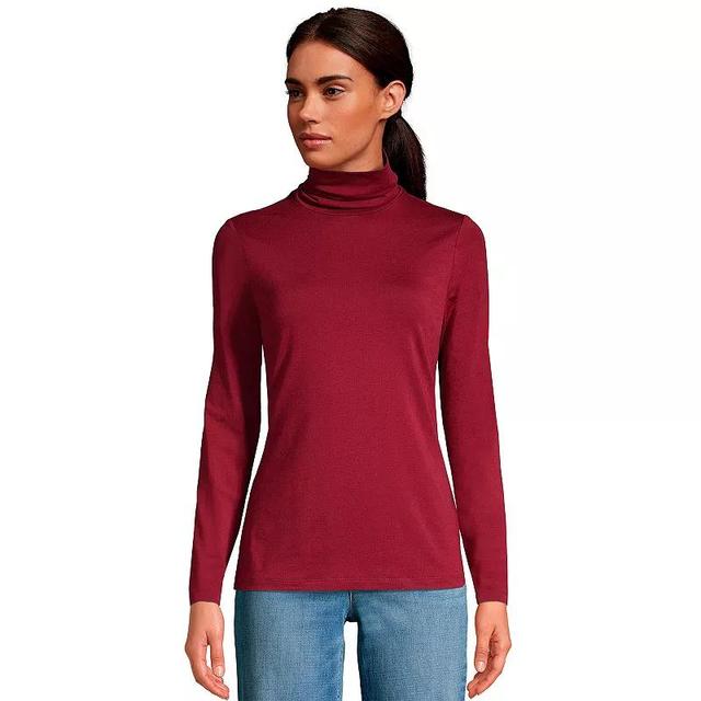 Womens Lands End Lightweight Fitted Turtleneck Rich Red Product Image