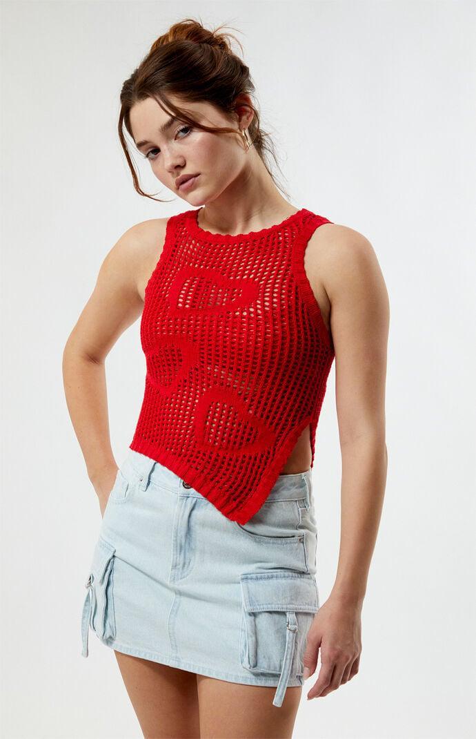 Womens Crochet Side Slit Tank Top Product Image