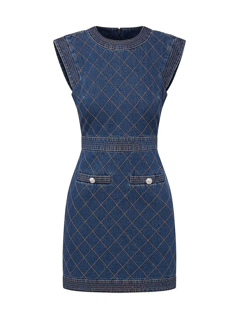 Womens Ginny Topstitched Denim Minidress Product Image