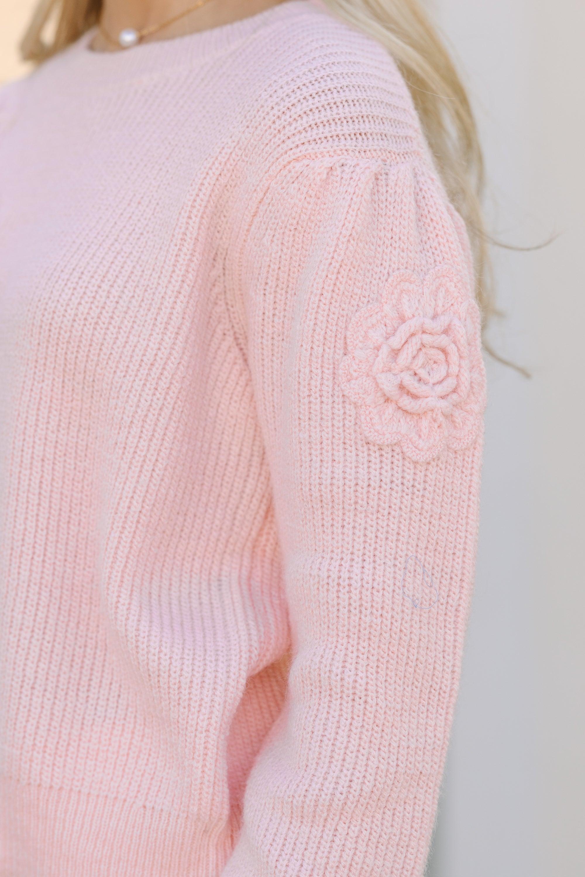 Happy Travels Pink Rose Embellished Sweater Female Product Image