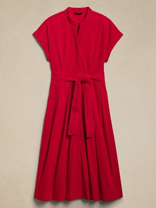 Poplin Tie-Waist Midi Dress Product Image