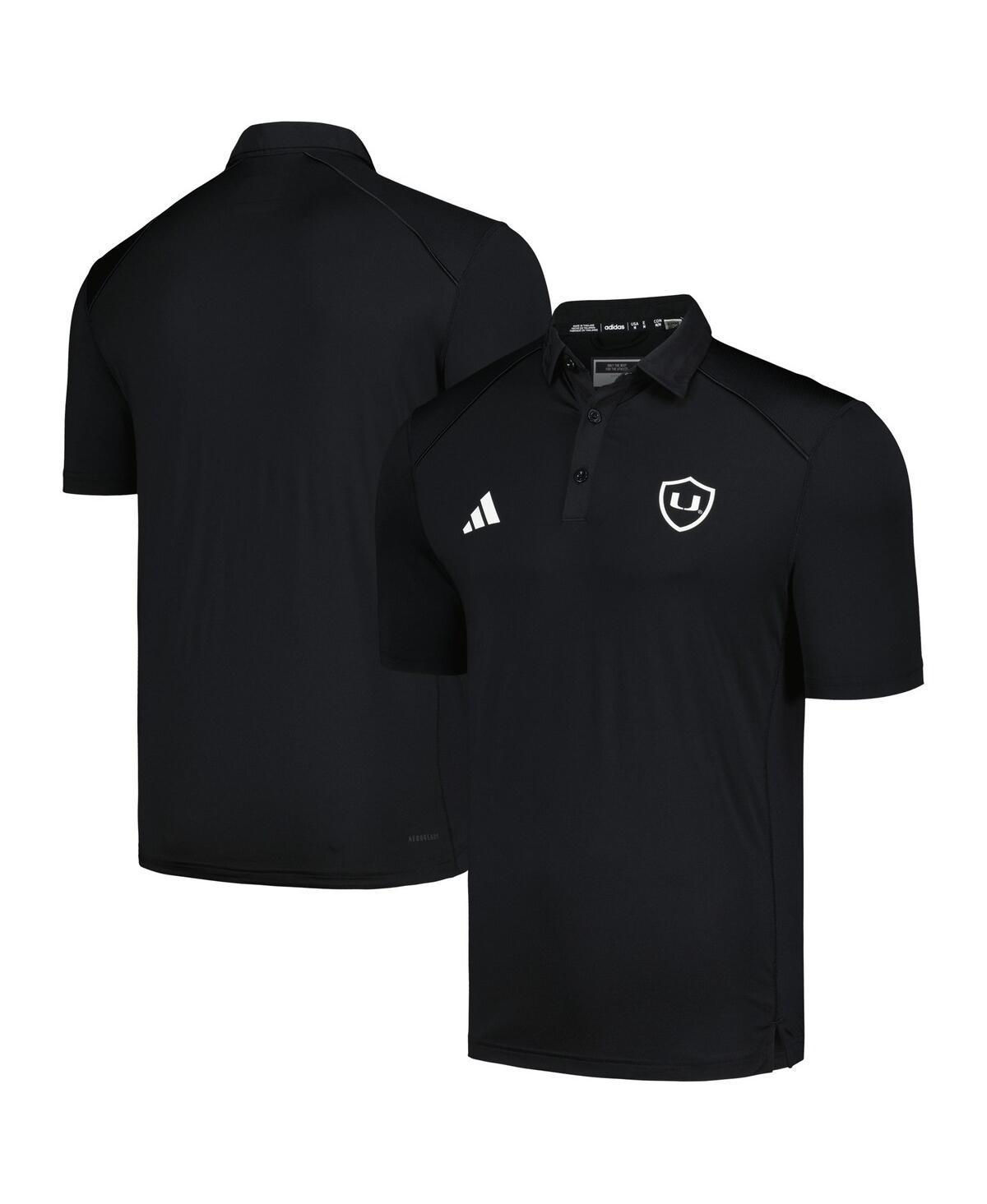 Mens adidas Black Miami Hurricanes Strategy AEROREADY Polo Product Image