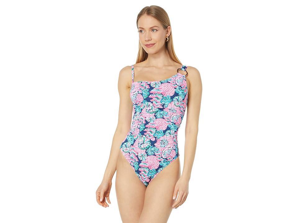 Lilly Pulitzer Leola One-Piece (Oyster Bay Navy Shroom with A View) Women's Swimsuits One Piece Product Image