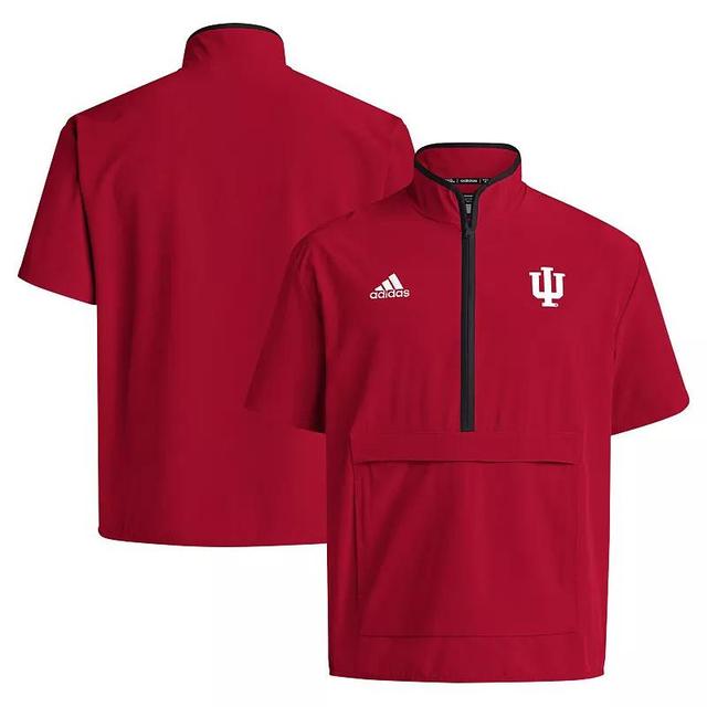 Mens adidas Crimson Indiana Hoosiers Coaches Sideline Half-Zip Short Sleeve Jacket Product Image