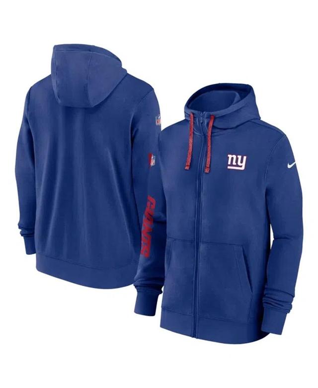 NIKE Men's Royal New York Giants 2024 Sideline Club Full-zip Hoodie Product Image