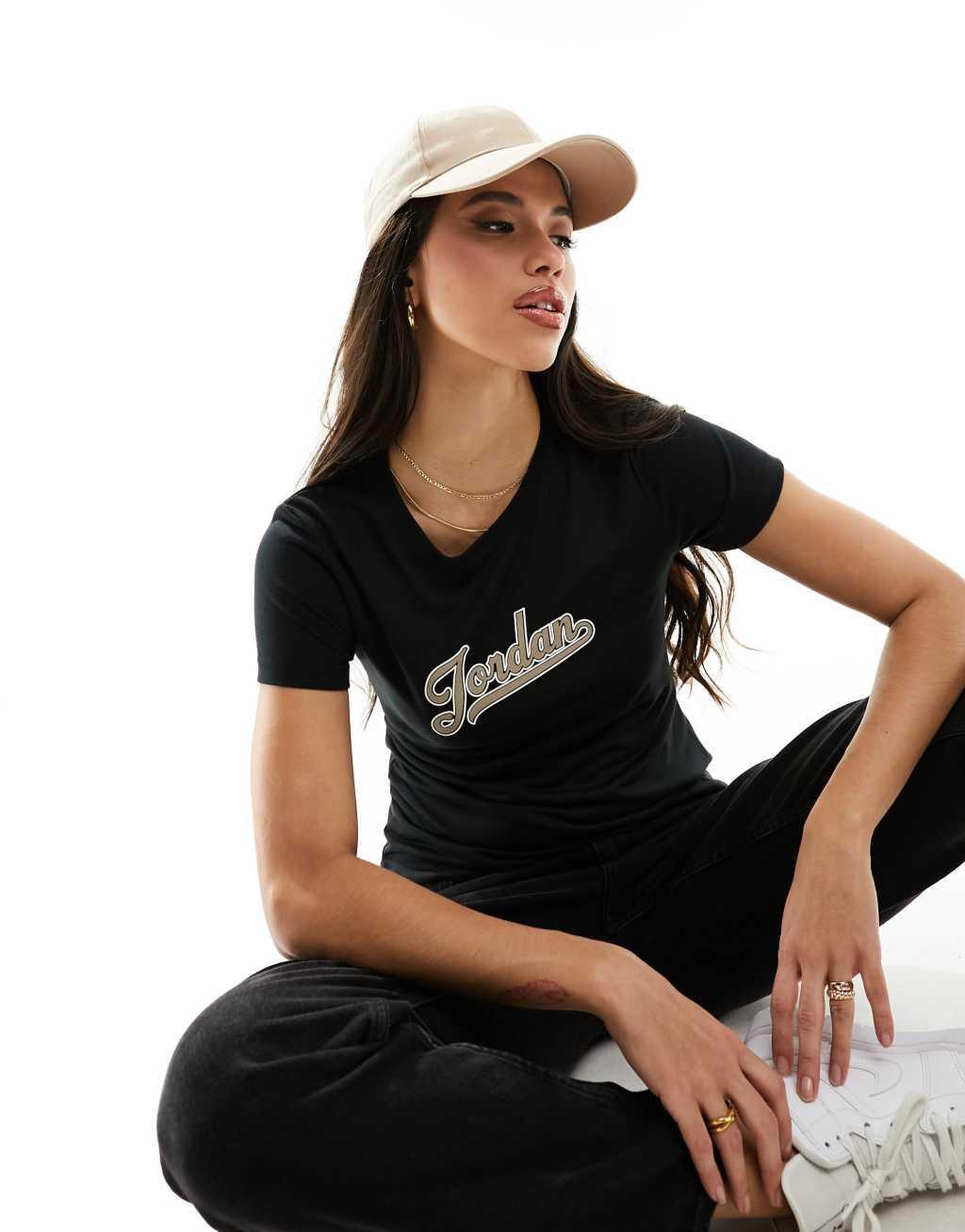 Jordan slogan slim T-shirt in black Product Image