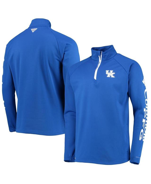 Mens Columbia Royal Kentucky Wildcats Terminal Tackle Fleece Raglan Omni-Shade Quarter-Zip Jacket Product Image