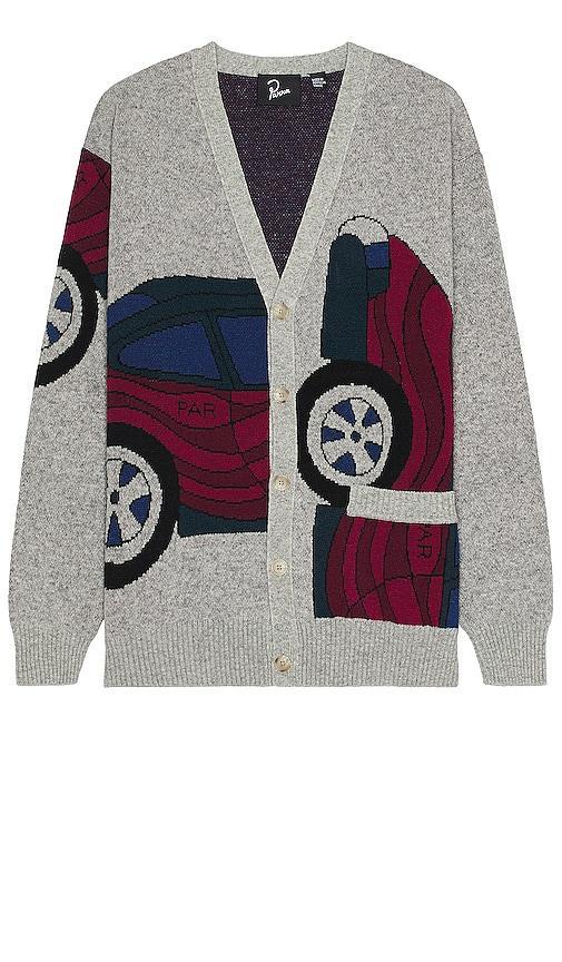 By Parra No Parking Knitted Cardigan in Light Grey Product Image