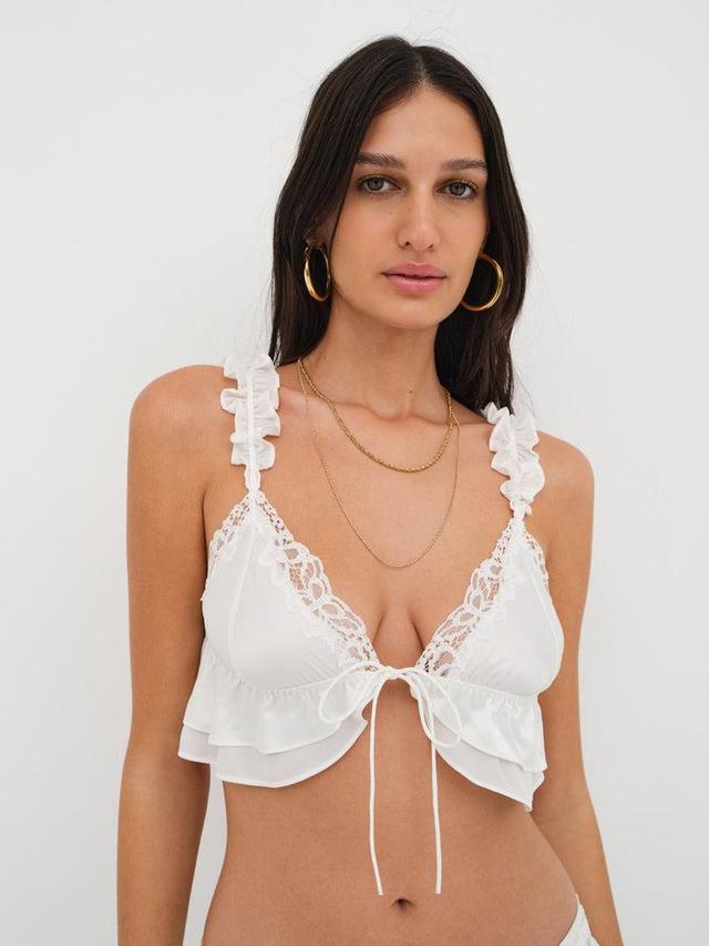 Butterfly Lace Ruffle Bralette — White Product Image