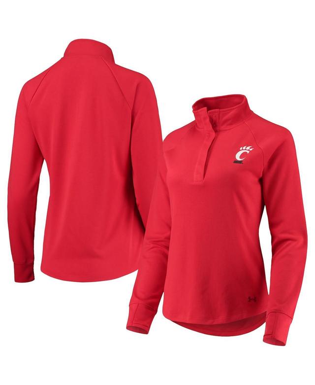 Womens Under Armour Red Cincinnati Bearcats Double Knit Raglan Quarter-Snap Jacket Product Image