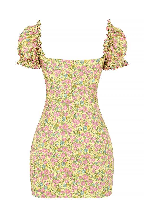 Tanaya Vintage Floral Puff Sleeve Mini Dress Product Image