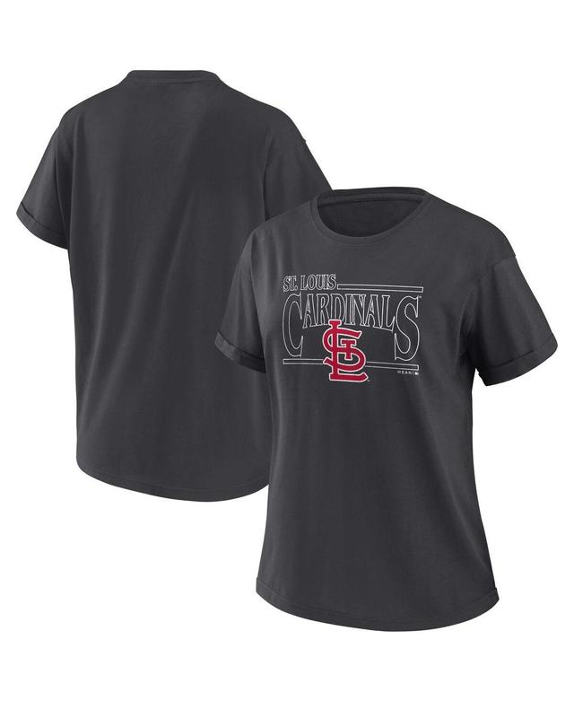 Womens Wear by Erin Andrews Charcoal St. Louis Cardinals Oversized Boyfriend T-shirt Product Image