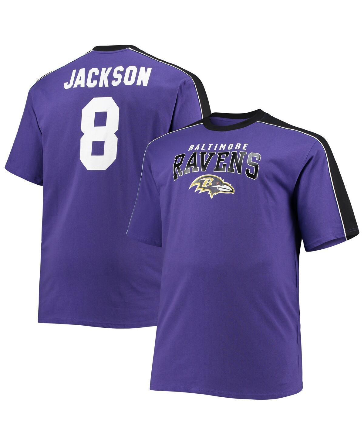 Mens Fanatics Lamar Jackson Purple Baltimore Ravens Big and Tall Sleeve Panel Player Name and Number T-shirt Product Image