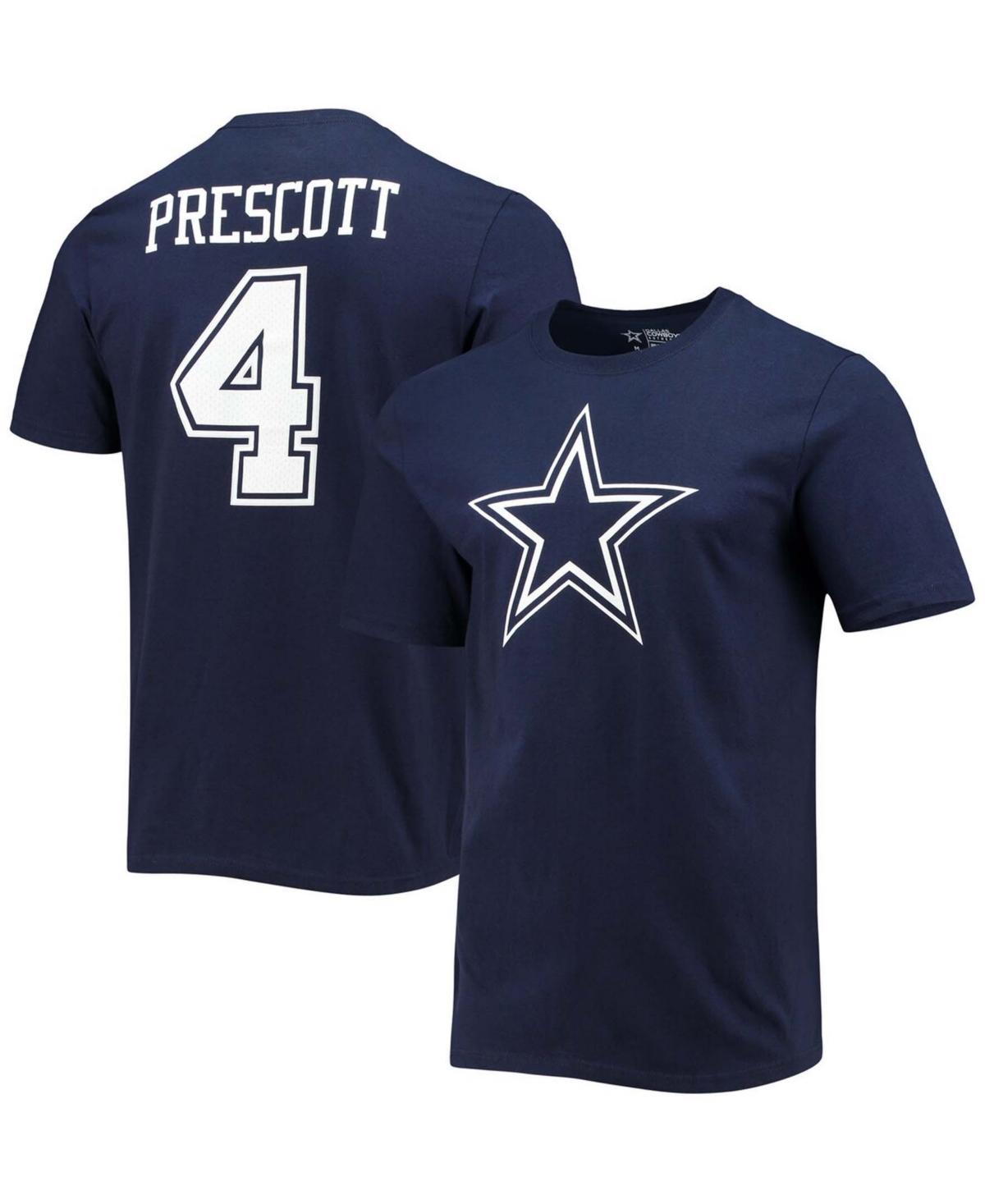 Mens Dak Prescott Navy Dallas Cowboys Player Icon Name and Number T-shirt Product Image