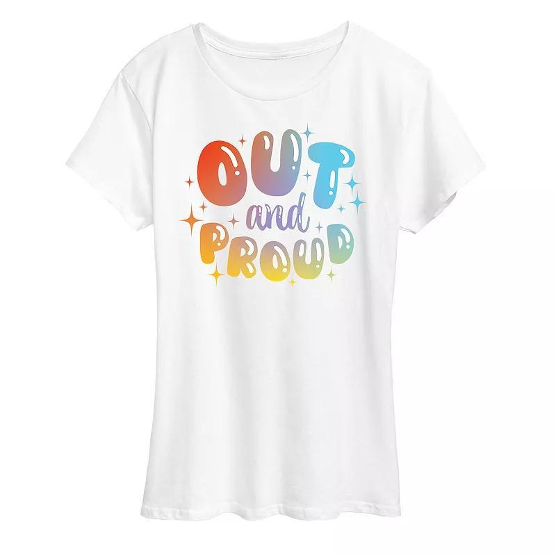 Womens Out And Proud Pride Graphic Tee Product Image