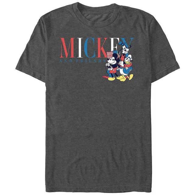 Disneys Mickey Mouse And Friends Americana Mens Graphic Tee Grey Heather Product Image