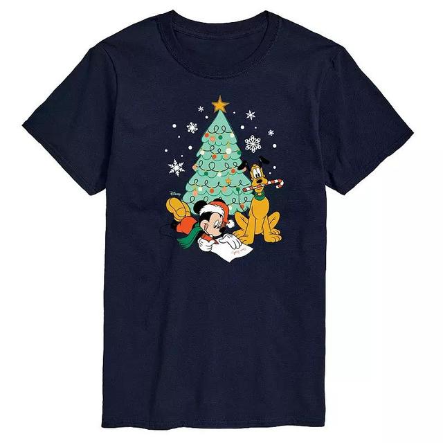 Disneys Mickey Mouse & Pluto Mens Christmas Tree Graphic Tee Product Image